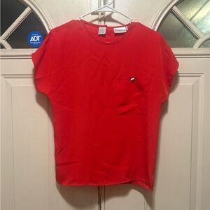 Liz Claiborne Red Short-Sleeve Pocket Blouse